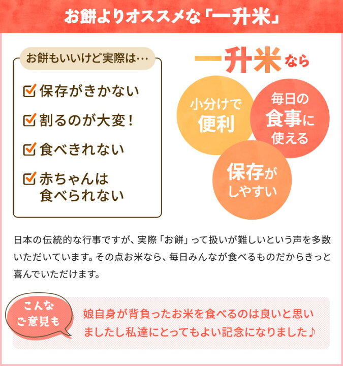 市場 一升米 小分け コシヒカリ 5合 750g 2個セット 一歳のお祝い 1歳 誕生日 1升餅 一升餅 代わり 一生米 背負い おすそ分け 名入れ 送料無料 Materialworldblog Com