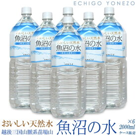 【南魚沼天然水】おいしい天然水 魚沼の水 1ケース (2L×6本) 超軟水 硬度16mg/L PH6.6純水 純水 新潟県南魚沼郡 三国山脈系苗場山 雪解水 伏流水 ナチュラル ミネラルウォーター natural mineral water made in uonuma 新鮮工場直送！代引不可