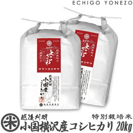 【新潟米 令和5年産】小国横沢産コシヒカリ 特別栽培米 白米 20kg (5kg×4袋) こしひかり 刈羽米 よこさわ米 原点回帰米 ギフト 米 手土産 おもたせ 贈答 内祝 御祝 御中元 御歳暮 gift kome niigata uonuma koshihikari