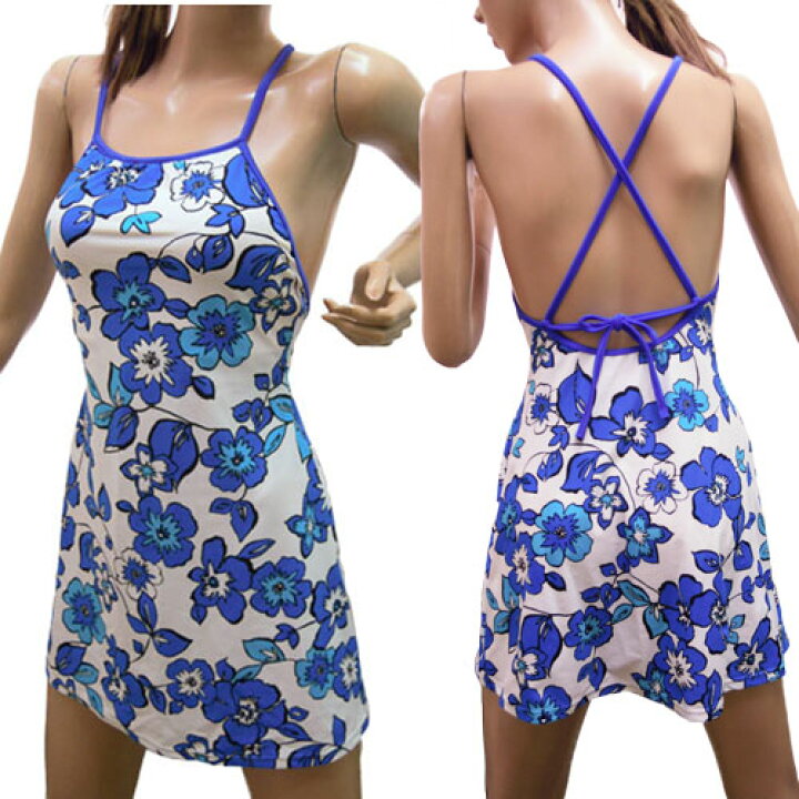 楽天市場 ａラインワンピース水着 ブルーなでしこ スタイルがよく見えるaライン水着 リゾート水着 テニス フィットネスにも 水着 レオタードのエコーソーイング