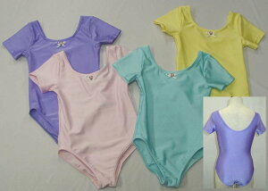 【超お買い得】 バレエ レオタード 半袖 子供 100 110 120 130センチ 日本製 子供レオタード チャイルド パステルカラー JS JM シンプル キッズ オペコット 光沢 新体操 器械体操 ピンク ブル− ラ