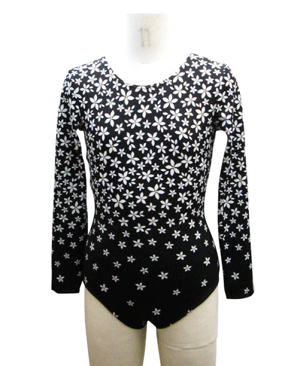 楽天市場 ｎｅｗ 長袖レオタード フラワースター １２０ １３０cm レオタード 子供用 体操 新体操 器械体操 トランポリン ダンス ヨガ ブラック 小花柄 可愛い 黒 大会 発 Kyougi 表会 練習用 おしゃれ シンプル ジュニア 日本製 水着レオタードのエコーソーイング