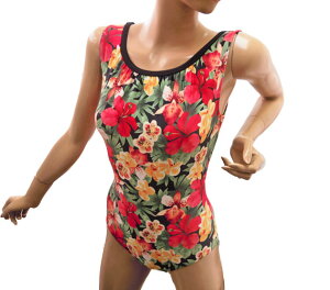【 2L サイズ 】13号 15号 バストフィット ワンピース 水着 素敵な ハイビスカス 柄 レディス 女性用 婦人水着 フィットネス水着 リゾート スイミング ノーマル 柄物 プリント 裏付き 20代 30代 4