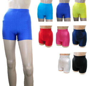 スパッツ スポーツ用 ショート丈2分丈1 .5分丈 (定番無地) レオタード インナー レギンス 1分丈 ブラック レッド ブルー ピンク イエロー ターコイズ ホワイト 白 黒 ネイビー 紺 青 収縮が