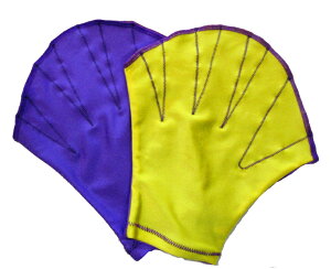 アクアグローブ 水圧調節・指先が使える パープル×イエロー Lサイズ(LL) 手が大きい アクアミット アクアグローブ 水かき カエルの手 水泳 練習用 水中ウォーキング エクササイズ 水泳用手