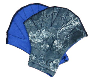 水圧調節・指先が使える アクアグローブ Mサイズペイズリー 無地部分 ロイヤルブルー アクアミット アクアグローブ水かき カエルの手 お洒落な アクアグローブ 水かき スイミング