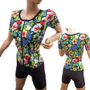 フィットネス水着 レディース セパレート オシャレ 半袖 セパレート水着 フラワー 女性用 婦人水着 スイミング 水中ウォーキング おしゃれ 柄物 華やか グリーン ブルー スタイル 体形カバー 9号 11号 13号 15号 母の日 贈答 敬老の日 シニア クリスマス プレゼント 日本製