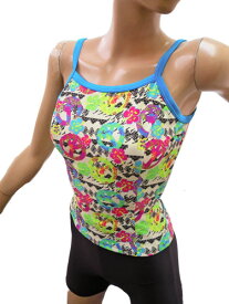 レディース フィットネス水着 【Lサイズ】肩ひもタイプT＆B＊レインボーパラダイス 女性用 水着 レディース水着 フィットネス水着 スポーツ水着 ワンピース水着 水中ウォーキング水着 スイミング スイムスーツ ヨガ ダンス セパレート水着 日本製 母の日a