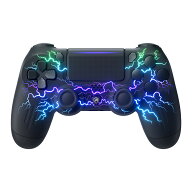 PS4 コントローラー ワイヤレス 無線/有線 ホール効果スティック 背面ボタン RGBライト TURBO連射 振動調…