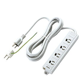 【在庫限即納】ELECOM エレコム RoHS対応マグネット付抜けどめ電源タップ 壁取付用固定フック付 3P-2P変換アダプタ付 4個口 3m T-ECOH3430NM