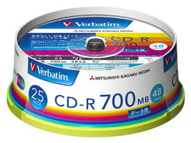 MITSUBISHI 三菱電機 Verbatim製 データ用CD-R 700MB 48倍速 ワイド印刷エリア スピンドルケース入り 25枚 (SR80FP25V1)