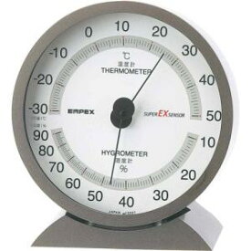エンペックス気象計 温度湿度計 スーパーEX 高品質温湿度計 置き掛け兼用 日本製 メタリックグレー EX-2717