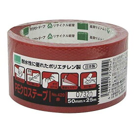 オカモト NO420 PEクロステープ包装用 赤 50ミリ 420R