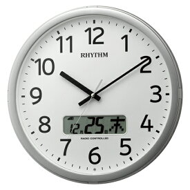 リズム時計 RHYTHM 電波 掛け時計 プログラム カレンダー 01SR チャイム 付き シルバー 4FNA01SR19