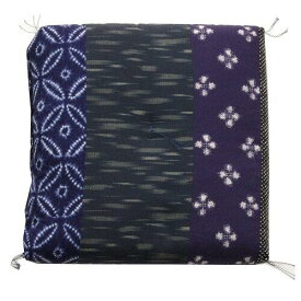 イケヒコ 座布団 小座布団 綿100% 国産 和柄 『モダン 小座布団』 ブルー 側サイズ（約40×40cm） 製品サイズ（約37×37cm） 2枚組