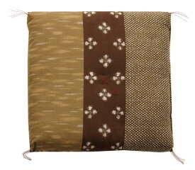 イケヒコ 座布団 小座布団 綿100% 国産 和柄 『モダン 小座布団』 ブラウン 側サイズ（約40×40cm） 製品サイズ（約37×37cm） 2枚組