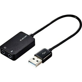 ELECOM エレコム USB-AADC02BK USBオーディオ変換アダプタ/0.15m/ブラック(USB-AADC02BK)