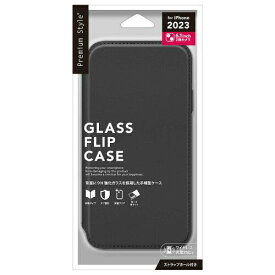 PGA iPhone 15 ガラスフリップケース ブラック(PG-23AGF01BK)