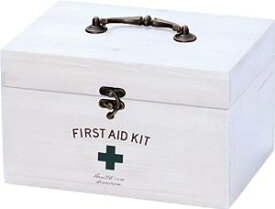 ケーアイ アンティーク調 ナチュラルウッド ファーストエイドボックス 救急箱 ホワイト