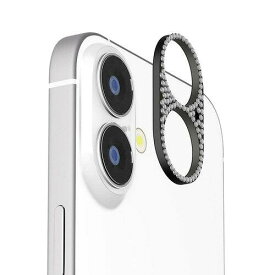 ピージーエー(PGA) PGA PG-25ALGD06BK iPhone 17/16/16 Plus用 カメラレンズフレーム [ラインストーン/ブラック](PG-25ALGD06BK)