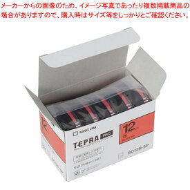 キングジム 「テプラ」PRO　SRシリーズ専用テープカートリッジ SC12R-5P 赤　黒文字 5巻(1巻8m)【ECJ】