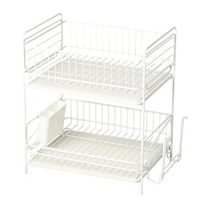 【まとめ買い10個セット品】スキット 珪藻土トレー水切りラック2段(ホワイト) 【ECJ】