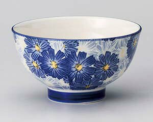 和食器 イ373-078 華々ブルー高台茶碗【ECJ】