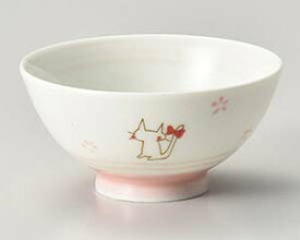 和食器 キ370-278 リボン猫(ピンク)茶碗【ECJ】