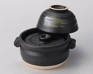 【まとめ買い10個セット品】和食器 ス407-148 黒陶茶碗付ご飯鍋1合炊(中蓋付)【キャンセル/返品不可】【ECJ】