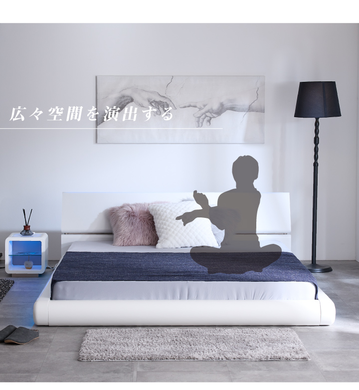 楽天市場】照明付き ベッド ダブルベッド フレームのみ LED 未来風 SF