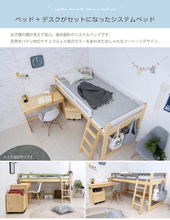 楽天市場】【耐荷重600kg】システムベッド ロータイプ 学習机 システム 