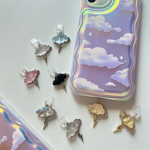 ダストプラグ コネクタ チャーム アクセサリー 韓国 iPhoneケース スマホケース 携帯ケース AirPodsケース カスタム かわいい おしゃれ 飾り クラウド 雲 雷