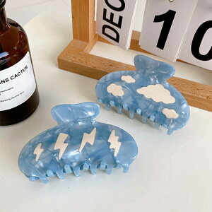 バンスクリップ ヘアアクセサリー 韓国 大きめ シェル柄 クラウド サンダー ハーフ ヘアクリップ ヘアピン レディース 女性 髪留め まとめ髪 簡単 挟む おしゃれ