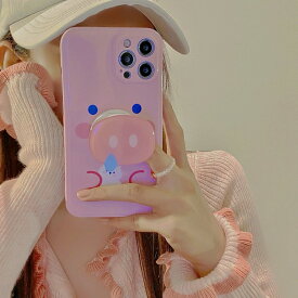 【ガラスフィルム付】 iphone12 ケース 大人かわいい mini pro max iphone11 アイフォン iphoneケース iphonexrケース iphone se 韓国 大人 女子 pig ブタ アニマル ピンク グリップ お揃い