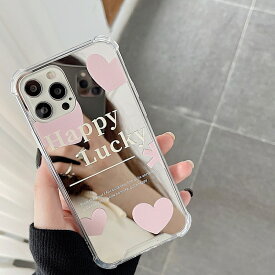 【ガラスフィルム付】 iphone13 ケース 韓国 iphone12 pro mini iphone11 アイフォン iphoneケース iphone13ケース iphone se ケース iphoneseケース かわいい TPU ミラー 鏡 ハート ガーリー ピンク お揃い レディース