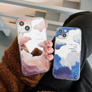 iphone13 ケース 韓国 かわいい iphone12 mini ケース iphone12 pro ケース iphone11 アイフォン iPhone ケース iphonese ケース TPU ミラー 鏡 クラウド 雲 映え レディース