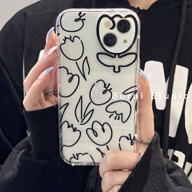 【ガラスフィルム付】 iphone15 ケース かわいい 可愛い 韓国 花iphone14ケース iPhone13 ケース iPhoneseケース iPhoneケース iphone12 ケース 花 フラワー チューリップ クリア 透明 レディース