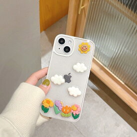 【ガラスフィルム付】 iphone13 ケース 韓国 iphone12 pro mini iphone11 アイフォン iphoneケース iphone13ケース iphone se ケース iphoneseケース かわいい TPU クリア 透明 雲 太陽 花 シンプル レディース