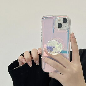 【ガラスフィルム付】 iphone15 ケース かわいい 可愛い 韓国 iphone14ケース iPhone13 ケース iPhoneseケース iPhoneケース iphone12 ケース グリップ スタンド クリア オーロラ レディース