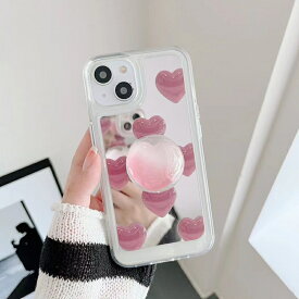 【ガラスフィルム付】 iphone13 ケース 韓国 iphone12 pro mini iphone11 アイフォン iphoneケース iphone13ケース iphone se ケース iphoneseケース かわいい TPU ミラー 鏡 ハート グリップ GRIP レディース