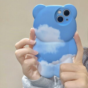iphone14 ケース 韓国 かわいい iphone13 ケース iphone14pro iphone13 pro iphone12 mini ケース iphone11 アイフォン iPhone ケース iphonese ケース かわいい おしゃれ TPU くま ベアー クラウド 雲 青空 レディース