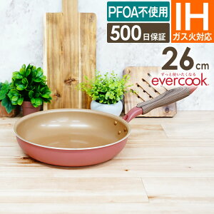 evercook �G�o�[�N�b�N IH�E�K�X�Ή� �ʎq��13×18cm �t���C�p��20cm 26cm 28cm�[�^ �~�X�e�B�s���N �h�E�V�V�� �^ �t���C�p�� �u�� �ł��t���ɂ��� �t�b�f�R�[�e�B���O ������ �t�b�f �R�[�e�B���O PF