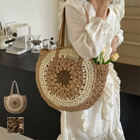 トートバッグ レディース 軽量 かごバッグ トート ファスナー付き 浴衣バッグ カゴバッグ ストローバッグ おしゃれ 丸型 夏カバン 夏祭り お盆 トート 女子 バッグ カバン リゾートバッグ サマーバッグ お買い物バッグ 通勤 通学 アウトドア 軽い
