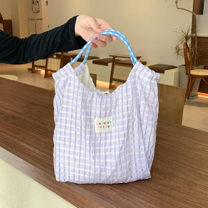 エコバック 格子柄 ショッピングバッグ サブバッグ トートバッグ ハンドバッグ コンビニバッグ レジバッグ 買い物バッグ 大容量 軽量 おしゃれ 折りたたみ 可愛い柄 5color