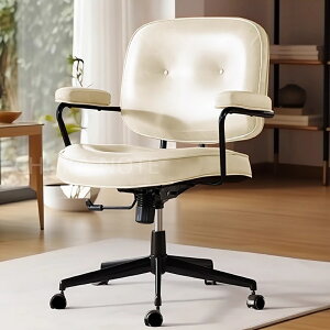 本革 背もたれ椅子 レトロ風 書斎 PCチェア デスクチェア ロッキング キャスター付 通気性 座り心地 マージャン椅子 ミドルバック 肘付 ロッキング機構 ガス昇降式 ゲーミングチェア テレワ