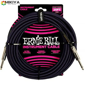 【正規品】 ERNIE BALL 6397 楽器用シールドケーブル 25フィート BRAIDED INSTRUMENT CABLE 7.62m パープル・ブラック