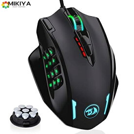 MMOゲーミングマウス Redragon M908 12400DPI 1000Hzポーリングレート 18個のプログランミング可能なボタン付 2.4GHz 5段階DPI調整可 高精度 プロゲーマー レーザーマウス コンパクト 持ち運び便利 ブ