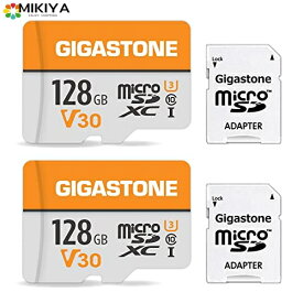 Gigastone マイクロSDカード 128GB 2個セット Micro SD card SDアダプタ付き U3 C10 95MB/S SDXC 4K Ultra HD ビデオ 撮影