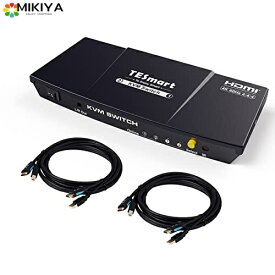 TESmart KVMスイッチ 2入力1出力 HDMI KVM切替器 マウス&キーボード互換性アップグレード 2台パソコン 1ディスプレイ切り替え器 pc切替器 4K@60Hz RGB4:4:4 HDCP2.2 HDR10/Dolby対応