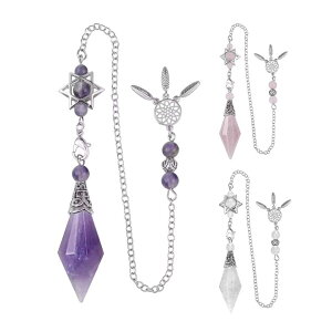 【配送前浄化済み】 ペンデュラム パワーストーンクリスタル 風水 六芒星 ダウジング 振り子 占い 瞑想(N)